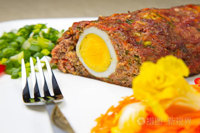 自制 热的 切割 美食家 午餐 肉饼 切碎 盘子 猪肉 晚餐