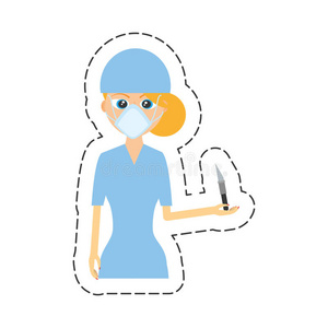医疗人员口罩卡通护士工作人员手术刀和口罩医疗照片