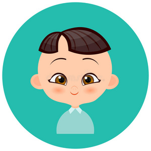 戴眼镜的年轻日本男孩肖像. 矢量插图eps10平卡通风格.照片