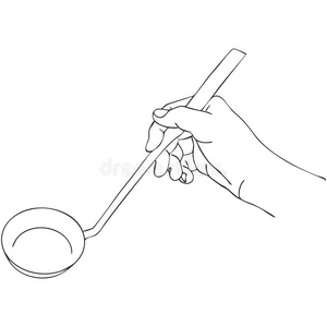 用勺子撇嘴煮手照片