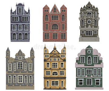 阿姆斯特丹。 古老的历史建筑和房屋。 传统的欧洲建筑。