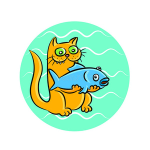 关于鱼和猫的情侣头像图片
