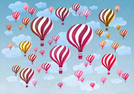 冒险 艺术 热的 空气 插图 航班 可爱的 打印 美女 气球