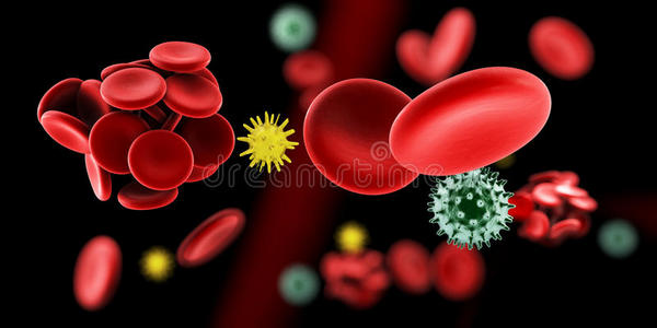 血块和血栓与白细胞和病毒医学插图