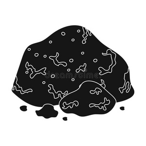珠宝矿石黑色风格的金矿石图标隔离在白色背景上.