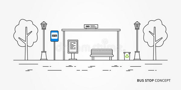 公交车站图片