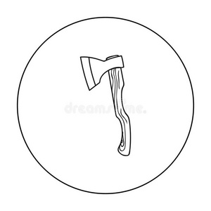 斧头图标的轮廓风格隔离在白色背景上。 锯木厂和木材符号股票矢量插图。