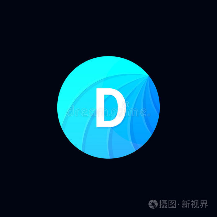 清水标志圆圈图标波浪标志d字母矢量设计