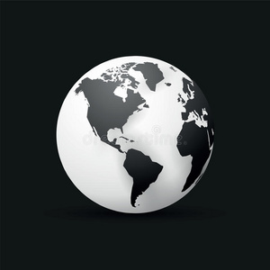 黑色地球仪世界地图设计美国