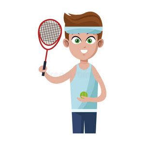 插图 虚拟企业 男人 健身 运动 冠军地位 偶像 网球 锦标赛