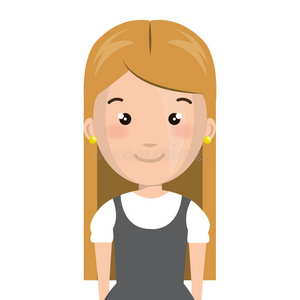 半身裙子半身卡通金发女孩,穿着可爱的裙子照片