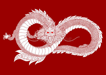 龙标志符号标志,无限形状,手绘矢量插图照片