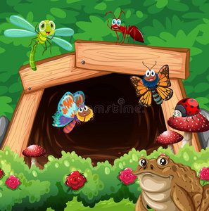 蚁巢期间蜂拥而至雄伟的乐山大佛动物地下栖息地在白色背景例证美丽的