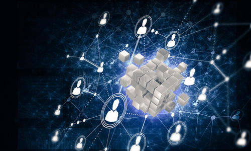 互联网和网络的概念与数字立方体图形在d照片