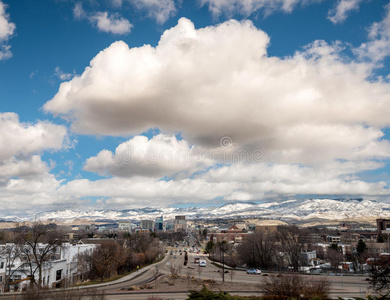 波西天际线上的大蓬松云照片