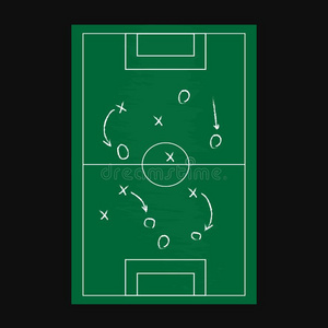 足球或足球比赛战略计划孤立在黑板特克斯