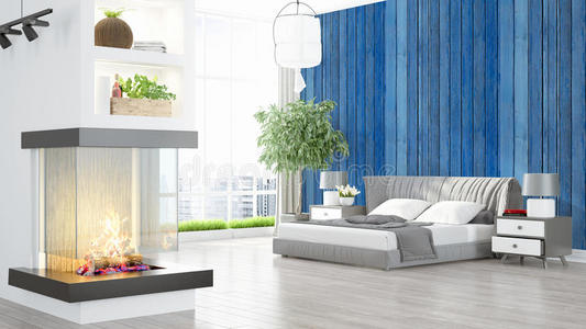新的 活的 房子 沙发 公寓 植物 放松 颜色 卧室 重新