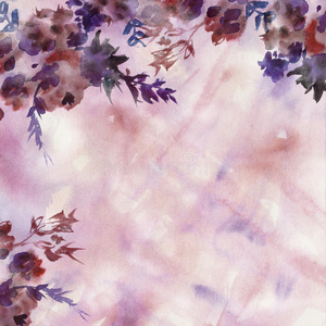 手绘水彩花卉背景。
