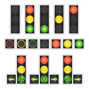 驱动 信号量 红绿灯 城市 真实感 信号 签名 插图 方向