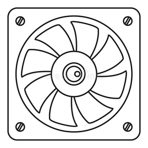 电脑风扇冷却器图标,轮廓风格照片