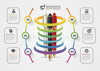 用笔的教育理念。 信息图形设计模板