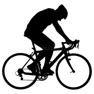 一个骑自行车的男人的剪影。矢量图解