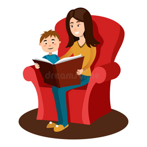 卡通 微笑 宝贝 性格 女孩 人类 男孩 插图 母亲 扶手椅