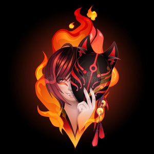 图形戴蒙福克斯面具图形戴蒙福克斯面具图形恶魔狐狸面具[电影]九尾狐