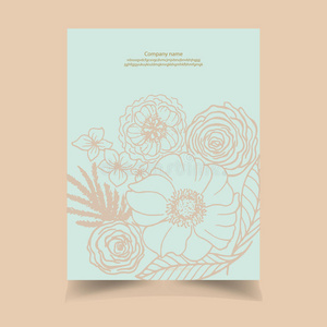 优雅的卡片与装饰花，设计元素。