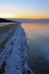里加 范围 海湾 自然 风景 黎明 闲逛 站立 日落 拉脱维亚语
