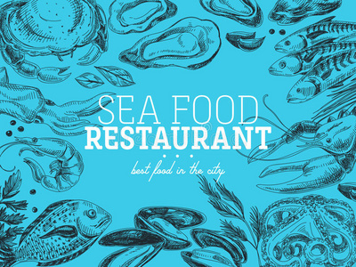 海洋 插图 美味 卡片 动物 海的 龙虾 美味的 小册子
