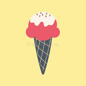 可爱的草莓冰淇淋锥