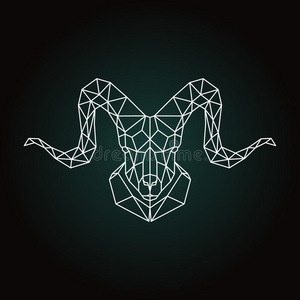 线上采购黑色背景上的几何头山羊.照片