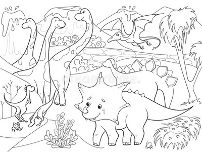 恐龙的生活环境简笔画图片