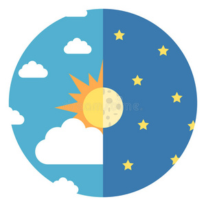 具有昼夜效应的地球景观小麦昼夜昼夜对称昼夜循环图矢量图解城市景观