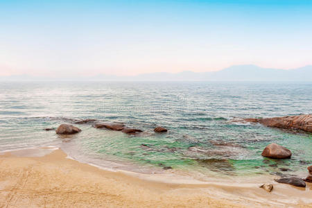 日出 海景 天堂 岩石 天空 泰国 夏天 海滩 海岸 放松