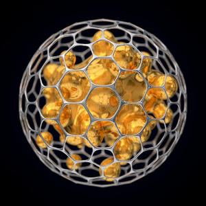 球形石墨烯结构的三维图示。