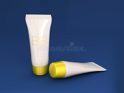 基础管广告模板，BB霜瓶模型。 皮肤爽肤水三维插图