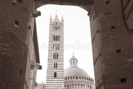 意大利锡耶纳的大教堂塔和穹顶