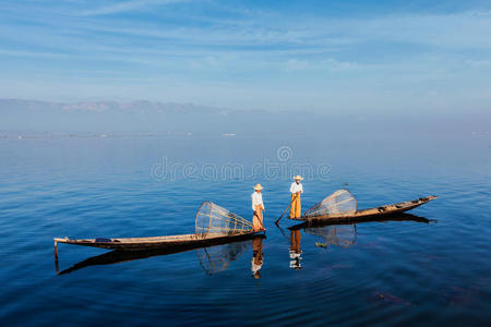 旅游业 风景 镶嵌 缅甸 吸引力 船尾 几个 渔夫 技能