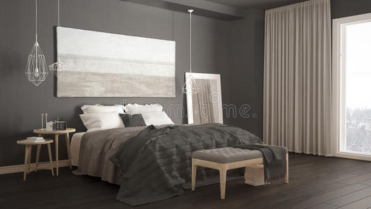 经典卧室，斯堪的纳维亚现代风格，简约的室内设计