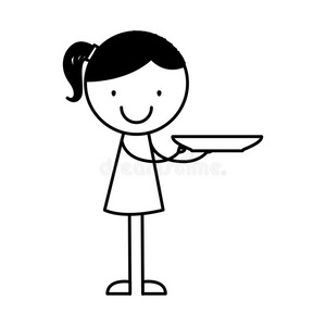 人物小的动漫画可爱的小女孩用盘子画人物照片