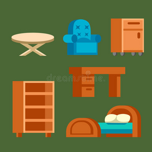 家具图标矢量插图室内生活橱柜简单元素室内家庭套房柜办公室