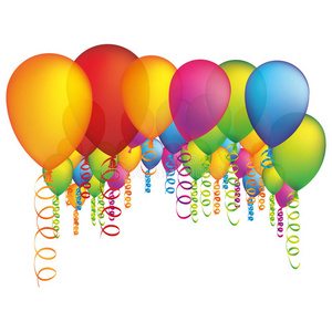用蛇形图标着色许多派对气球