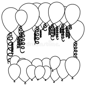图形用蛇形图标着色了许多派对气球
