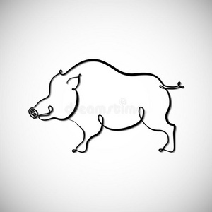 猪线条图片-猪线条素材-猪线条插画-摄图新视界