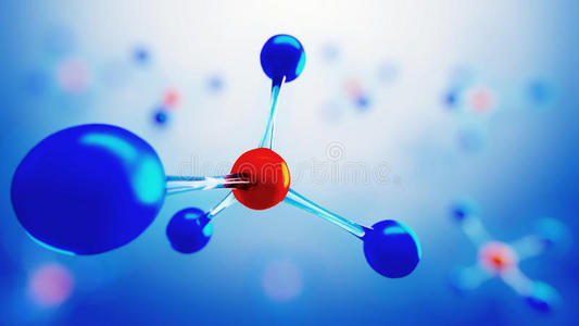 分子模型的三维图示。 分子和原子的科学背景。