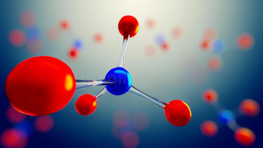 分子模型的三维图示。 分子和原子的科学背景。