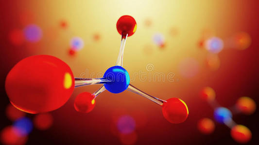 分子模型的三维图示。 分子和原子的科学背景。