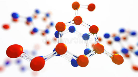 分子模型的三维图示。 分子和原子的科学背景。